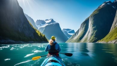 How can I book a guided kayaking trip through the fjords of Norway?
