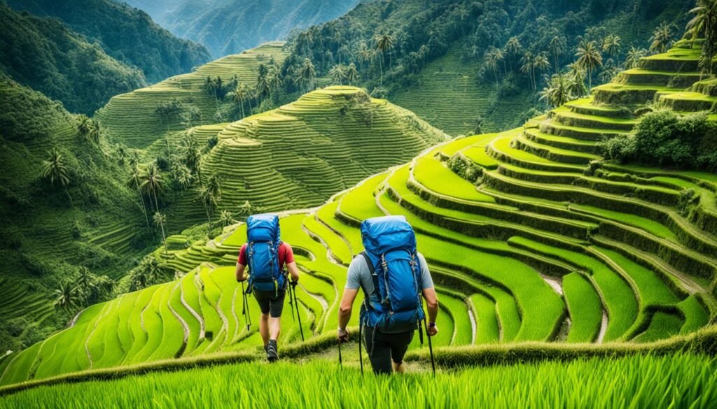 Trekking rice terraces Southeast Asia